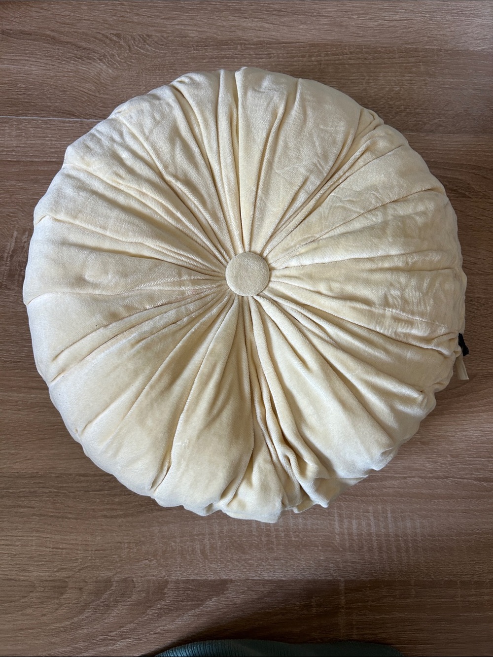Pottery Barn Teen Round Tufted Pillow in Pale creamy Yellow